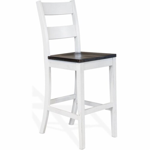 Sunny Designs Carriage House 30  Wood Ladderback Barstool in White/Dark Brown Perspective: front