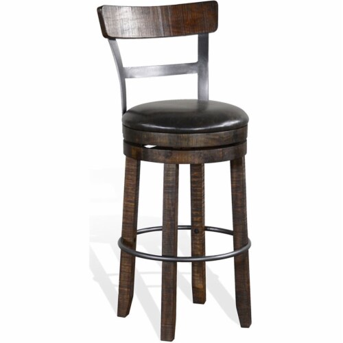 Sunny Designs Homestead 30  Wood Swivel Barstool with Back in Tobacco Leaf Perspective: front
