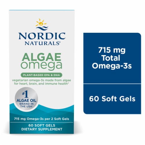 Nordic Naturals® Algae Omega Soft Gels 715mg Perspective: front