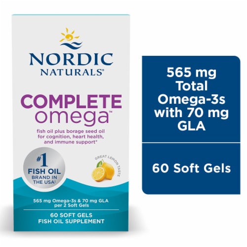 Nordic Naturals® Ultimate Omega™ Lemon Flavored Soft Gels 1280mg Perspective: front