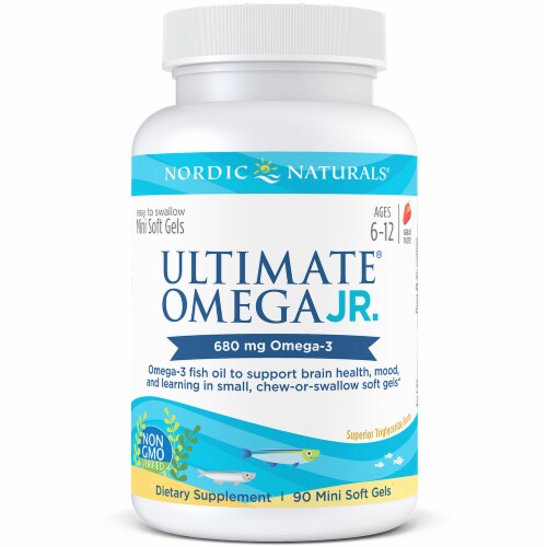 Nordic Naturals Ultimate Omega Junior Dietary Supplement Mini Soft Gels 680mg Perspective: front