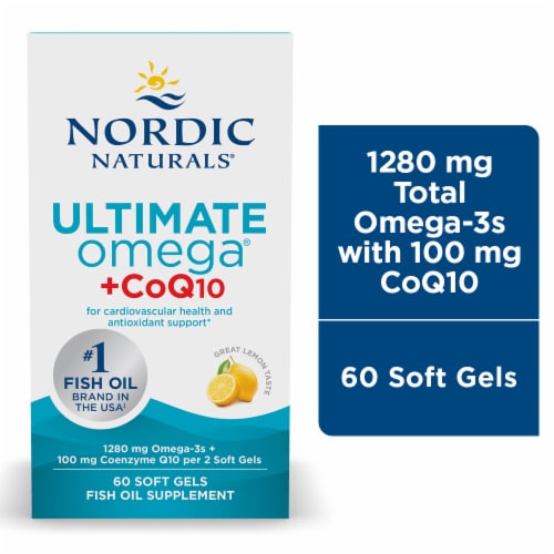 Nordic Naturals Ultimate Omega + CoQ10 Soft Gels Perspective: front