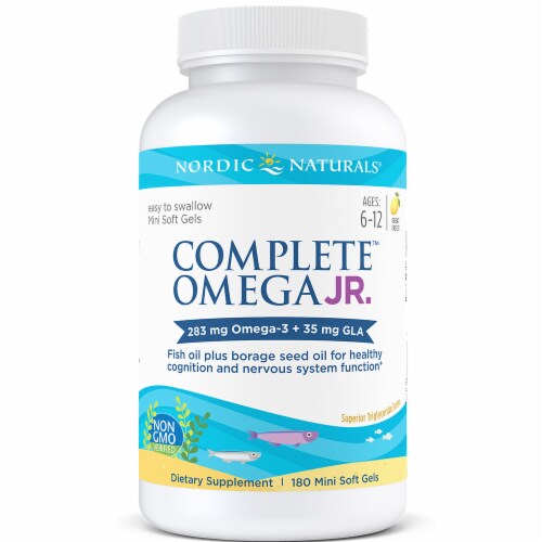 Nordic Naturals Complete Omega-3 Junior Lemon Flavored Soft Gels 283mg 180 Count Perspective: front