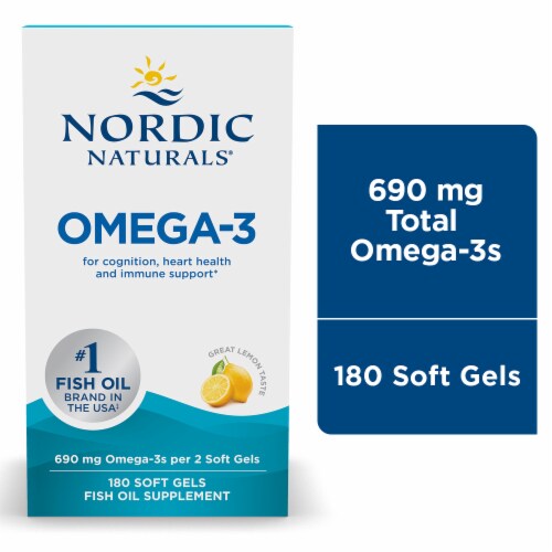 Nordic Naturals® Omega-3 Lemon Fish Oil Soft Gels Perspective: front