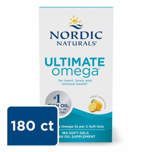 Nordic Naturals® Ultimate Omega® Lemon Soft Gels - 1280mg Perspective: front