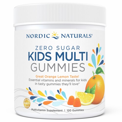 Nordic Naturals Orange Lemon Zero Sugar Kids Multi Gummies Perspective: front