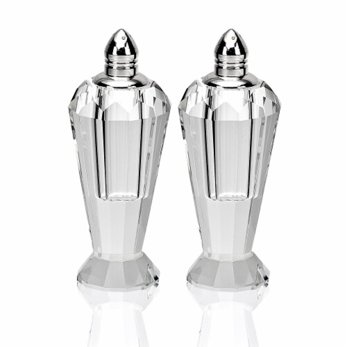 Hand Made Crystal Silver Pair Of Salt And Pepper Shakers Hand Made Crystal Silver Pair Of Salt And Pepper Shakers