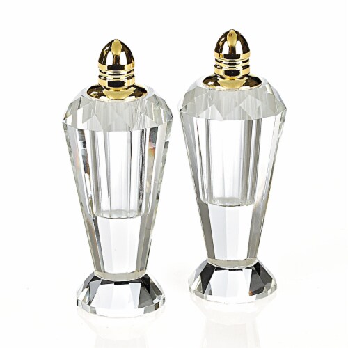 Hand Made Crystal Silver Pair Of Salt And Pepper Shakers Hand Made Crystal Silver Pair Of Salt And Pepper Shakers