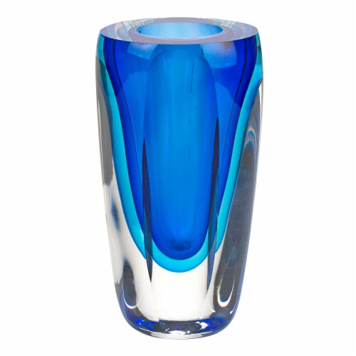 Azure Murano Style Art Glass 6   Vase Perspective: front