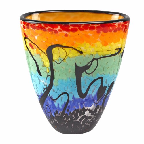 8 Multicolor Art Glass Oval Vase 8 Multicolor Art Glass Oval Vase