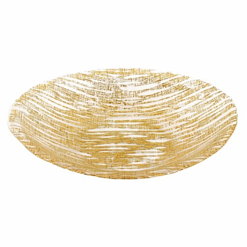9 Hand Crafted Glass Oval Gold Salad Or Centerpiece Bowl 9 Hand Crafted Glass Oval Gold Salad Or Centerpiece Bowl