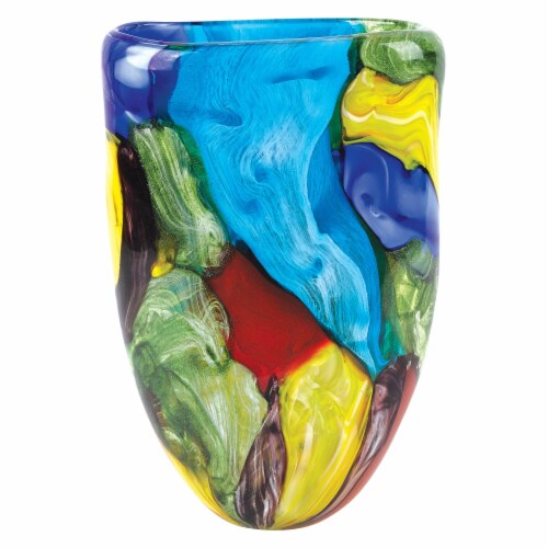 11 Multicolor Art Glass Oval Vase 11 Multicolor Art Glass Oval Vase