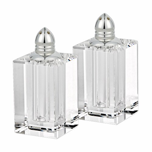 Hand Made Crystal Silver Pair Of Salt And Pepper Shakers Hand Made Crystal Silver Pair Of Salt And Pepper Shakers