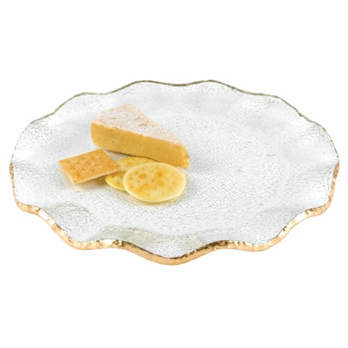 13 Mouth Blown Wavy Edge Gold Leaf Platter Or Charger 13 Mouth Blown Wavy Edge Gold Leaf Platter Or Charger