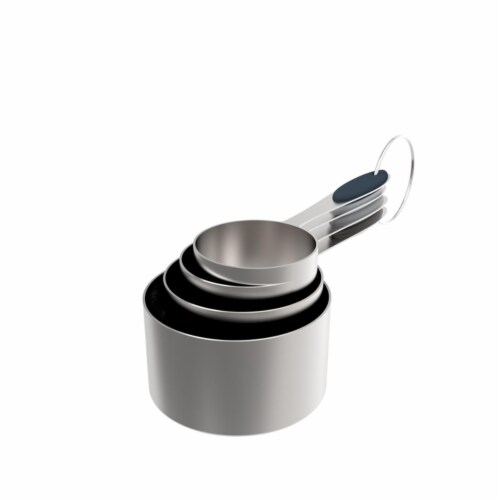 Silicone & Stainless Steel Gray Measuring Cup Set Perspective: front