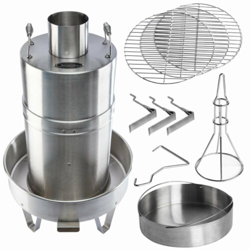 19.75 in. Original Vertical Wood Chips Outdoor Convection Cooker Perspective: front