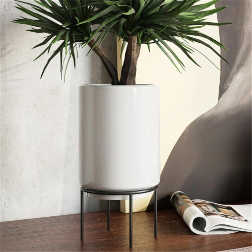 Jemina Mid Century Ceramic Planter - White Jemina Mid Century Ceramic Planter - White