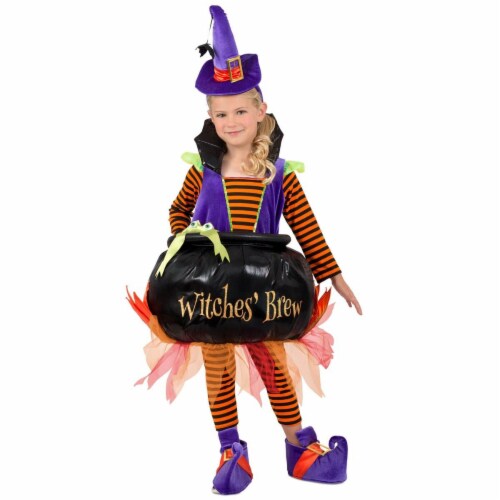 Halloween Girls Cauldron Witch Costume - Small Perspective: front