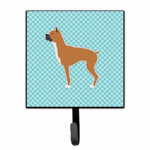 Boxer Checkerboard Blue Leash or Key Holder Perspective: front