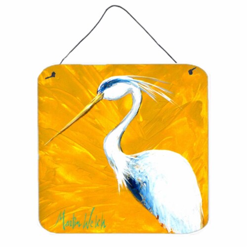 Bird - Blue Heron Col Mustard Aluminium Metal Wall Or Door Hanging Prints Perspective: front
