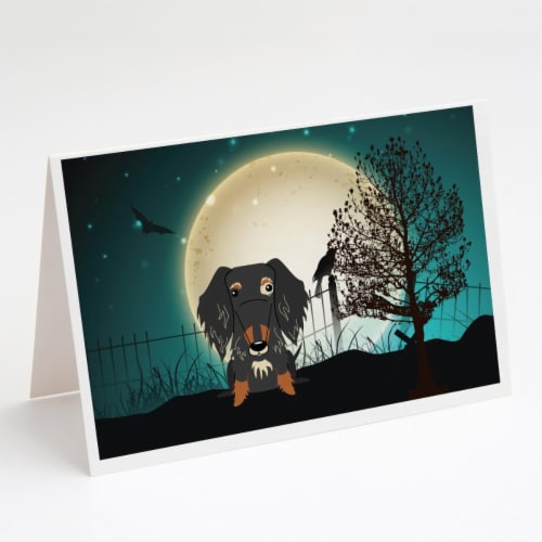 Halloween Scary Wire Haired Dachshund Dapple Greeting Cards & Envelopes - Pack of 8 Perspective: front