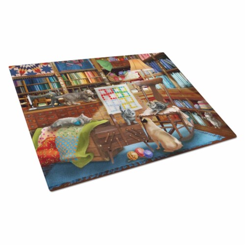 Trouble in the Quilt Room Glass Cutting Board - Large Perspective: front