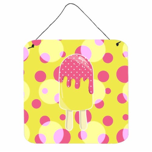 Ice Pop Popsicle Pink Yellow Wall or Door Hanging Prints Perspective: front