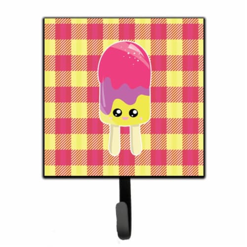 Ice Pop Popsicle Face Gingham Leash or Key Holder Perspective: front