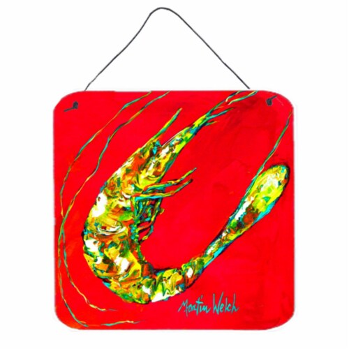 Shrimp Squiggles Aluminium Metal Wall or Door Hanging Prints Perspective: front