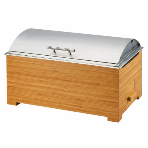 Bamboo Full Size Chafer with Lid - 22X14 x 13 in. Perspective: front