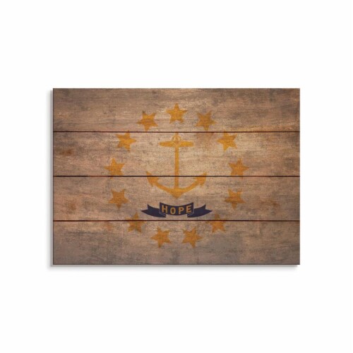 20 x 14 in. Rhode Island State Flag Wood Art Perspective: front