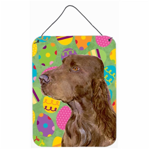 Field Spaniel Easter Eggtravaganza Aluminium Metal Wall Or Door Hanging Prints - 12 x 16 in. Perspective: front