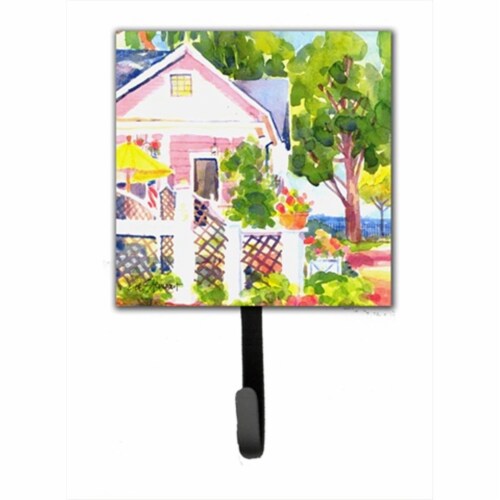 White Cottage At The Beach Leash Holder Or Key Hook Perspective: front