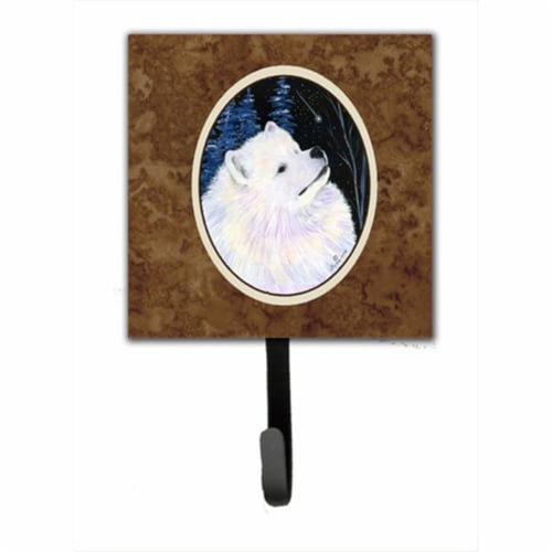 Starry Night Samoyed Leash Holder Or Key Hook Perspective: front