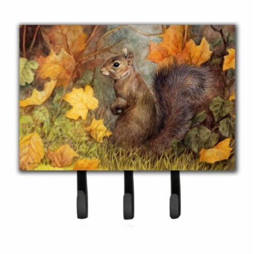 Grey Squirrel in Fall Leaves Leash or Key Holder 1 King Soopers