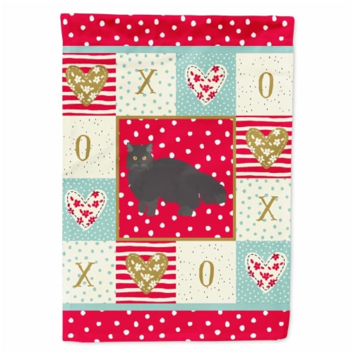 28 x 0.01 x 40 in. Black Persian Traditional Cat Love Canvas House Flag Perspective: front