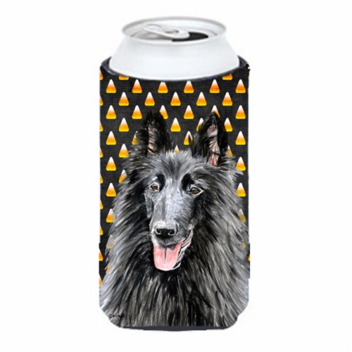 Belgian Sheepdog Candy Corn Halloween Portrait Tall Boy  Hugger - 22 To 24 oz. Perspective: front
