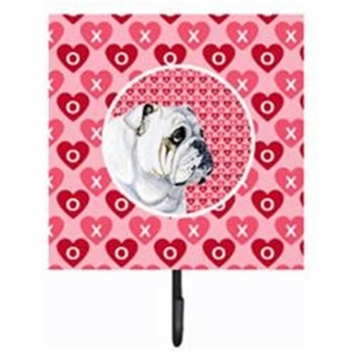 4.25 x 7 in. Bulldog English Valentines Love and Hearts Leash Or Key Holder Perspective: front