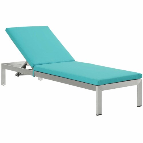 Shore Outdoor Patio Aluminum Chaise with Cushions Silver