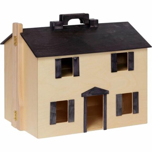 Wooden Folding Doll House with Black Roof Maple 1 Kroger