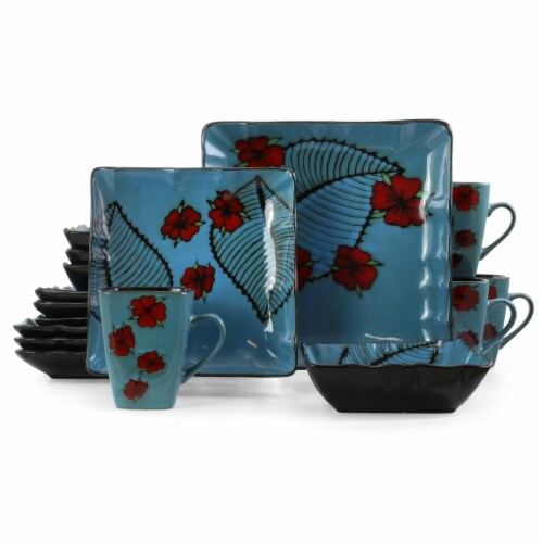 Aloha Tide Luxurious Stoneware Dinnerware with Complete Setting for 4 - 16 Piece Perspective: front