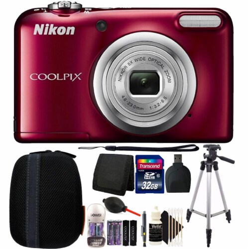 Nikon Coolpix A10 16.1 Mp Compact Digital Camera (red) + 32gb