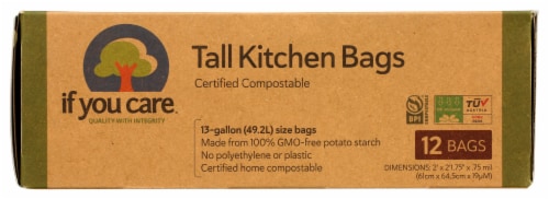 BioBag Food Scrap Bags, Compostable, Tall, 13 Gallon - 12 bags