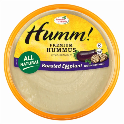 Fountain of Health Humm! Roasted Eggplant Hummus Perspective: front