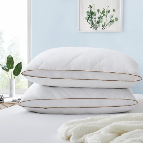 2 Pack Gusseted Goose Down Feather Pillows for Side and Back Sleepers King,  King - Foods Co.