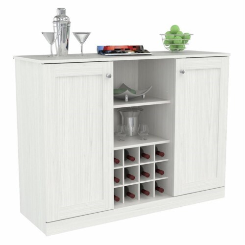 Inval  Shaker Style 2 Door Wine Rack Buffet in Washed Oak Engineered Wood Perspective: front