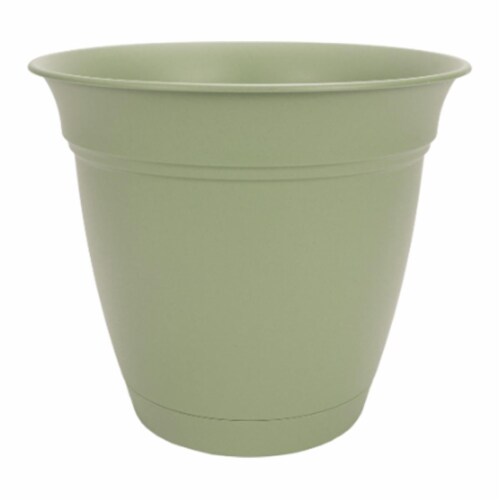 Akro Mils Planter with Attached Saucer - Seafoam Perspective: front