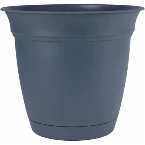 Akro Mils ECA10000DE2 10 in. Attached Saucer Eclipse Planter - Slate Blue Perspective: front