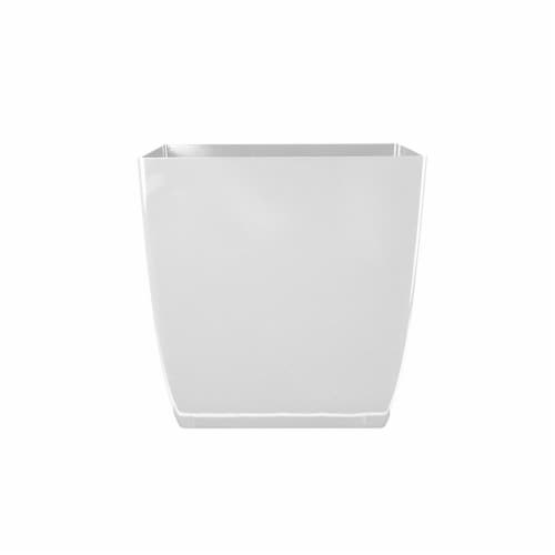 The HC Companies Aria Square Planter - Glossy White Perspective: front