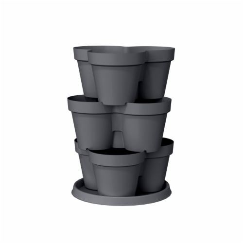 The HC Companies Warm Gray Terrace Planter Perspective: front
